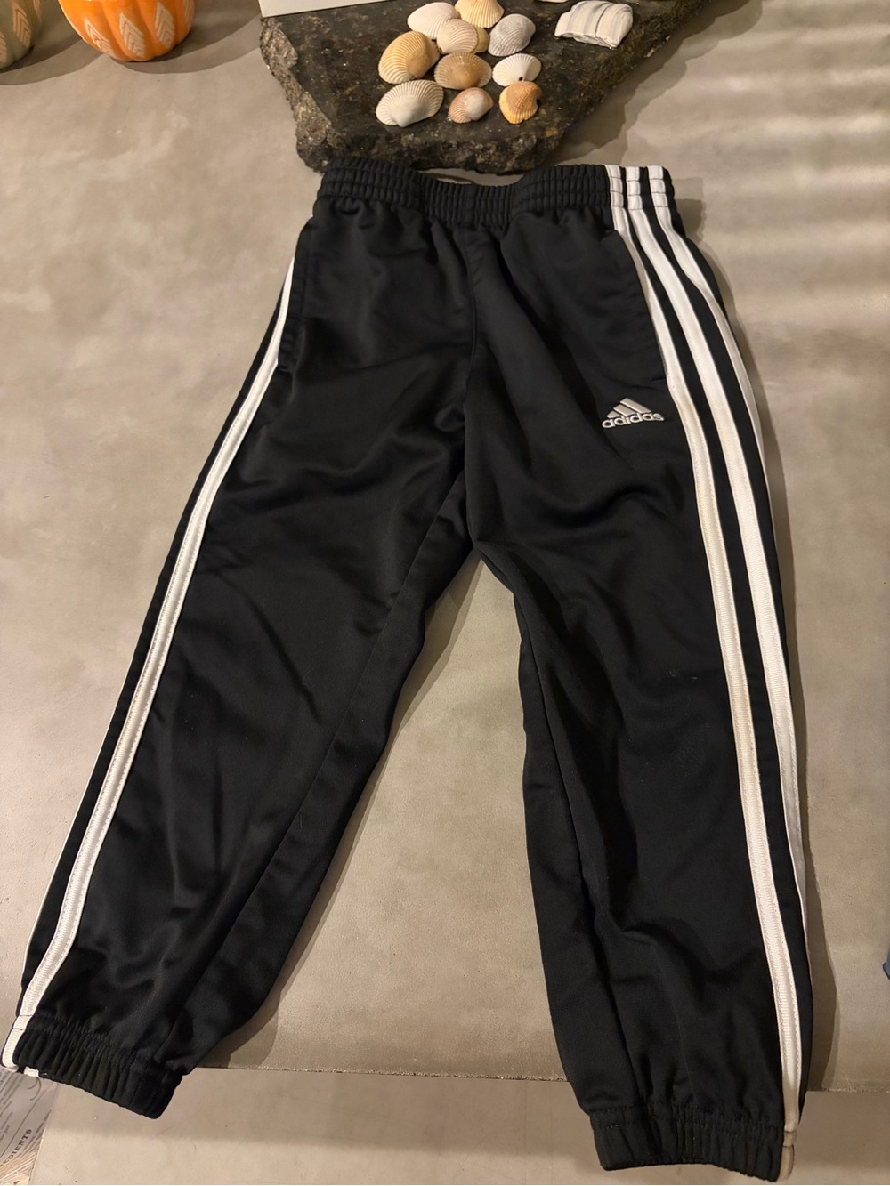 adidas Black Joggers with White Side Stripes - Kids